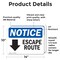Signmission Escape Route (Down Arrow) Sign With Symbol, 14 in W x Rectangle, Vinyl Decal OS-2PACK-NS-D-1014-L-12134 - alternate 2